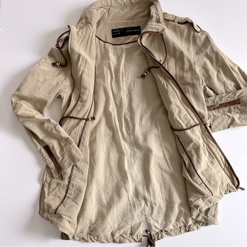 Zara Utility Military Equestrian Jacket Tan Size Small - Picture 13 of 15